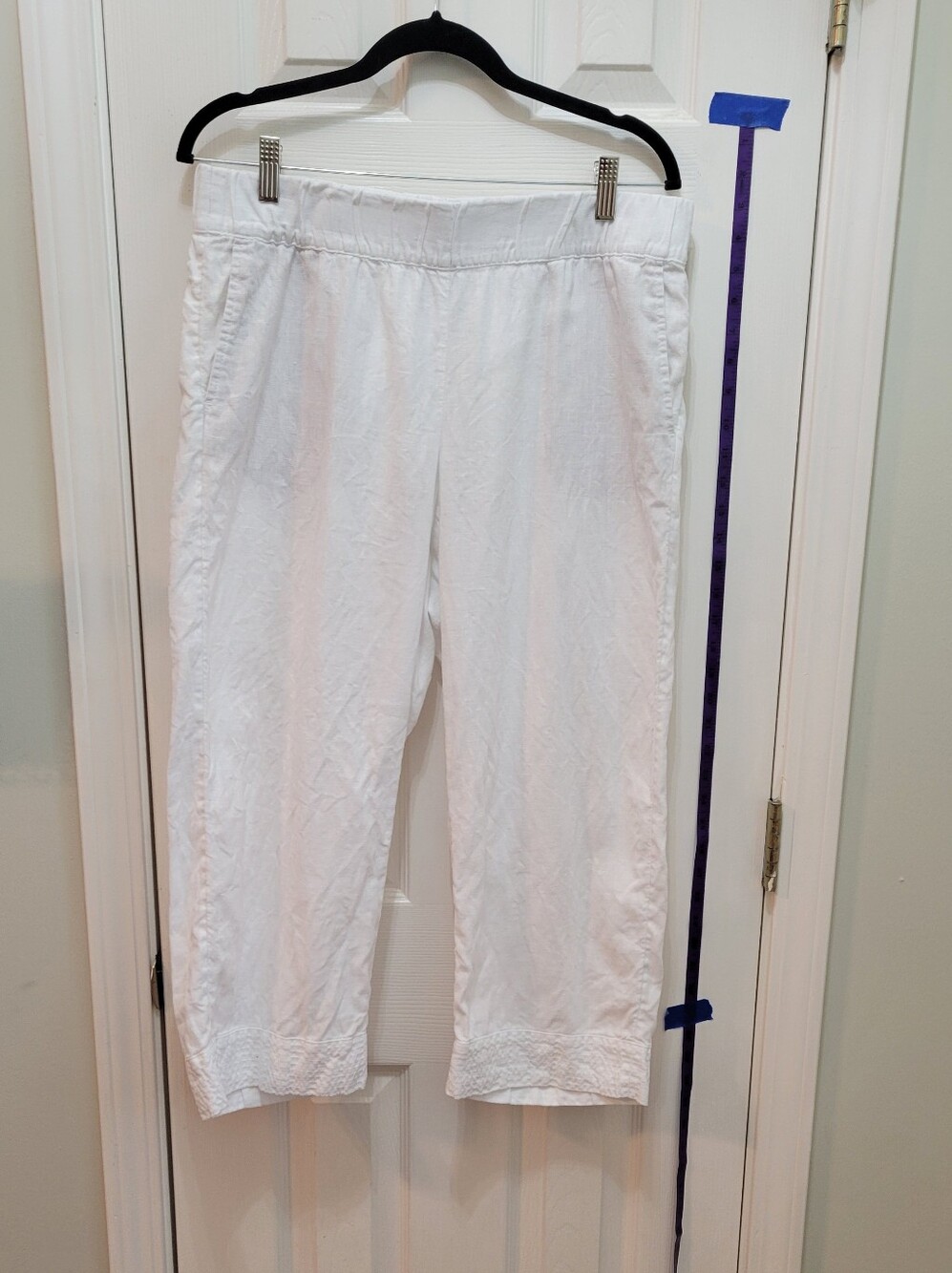 White Linen Cropped Capris - Lightweight Everyday Pants